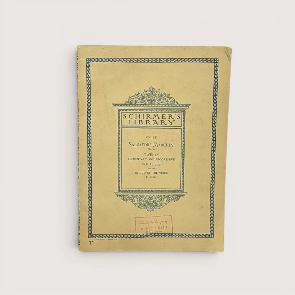 1927 Salvatore Marchesi Vocalises Schirmers Library Music Book